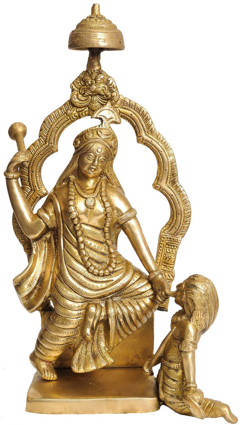 14" Mahavidya Bagalamukhi in Her Glorious Ferocity | Handmade Brass Statue
