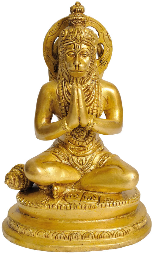 5" Handmade Lord Hanuman Brass Statue for Pooja