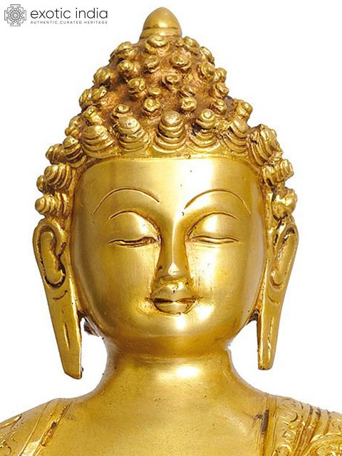 12" Blessing Buddha (Robes Decorated with the Scenes of His Life) In Brass | Handmade | Made In India