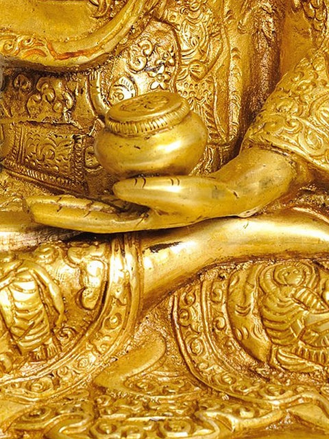 12" Blessing Buddha (Robes Decorated with the Scenes of His Life) In Brass | Handmade | Made In India