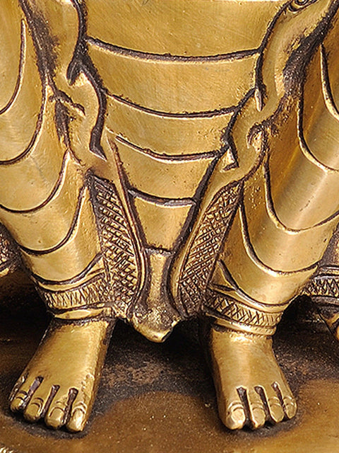 11" Tibetan Buddhist Maitreya Buddha - The Only Deity Seated with His Legs Down In Brass | Handmade | Made In India