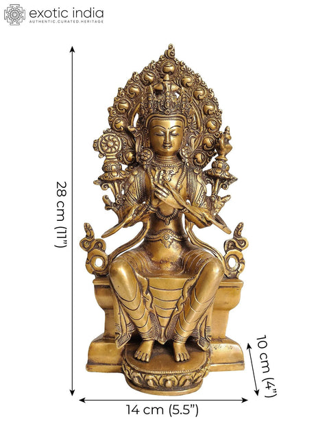 11" Tibetan Buddhist Maitreya Buddha - The Only Deity Seated with His Legs Down In Brass | Handmade | Made In India
