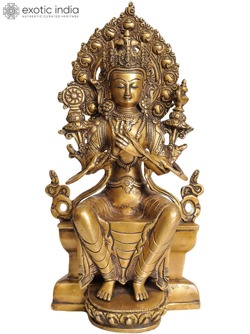 11" Brass Maitreya Buddha Statue Handmade