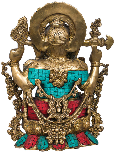 15" Bhagawan Ganapati (Lord Ganesha Inlay Statue) In Brass | Handmade | Made In India
