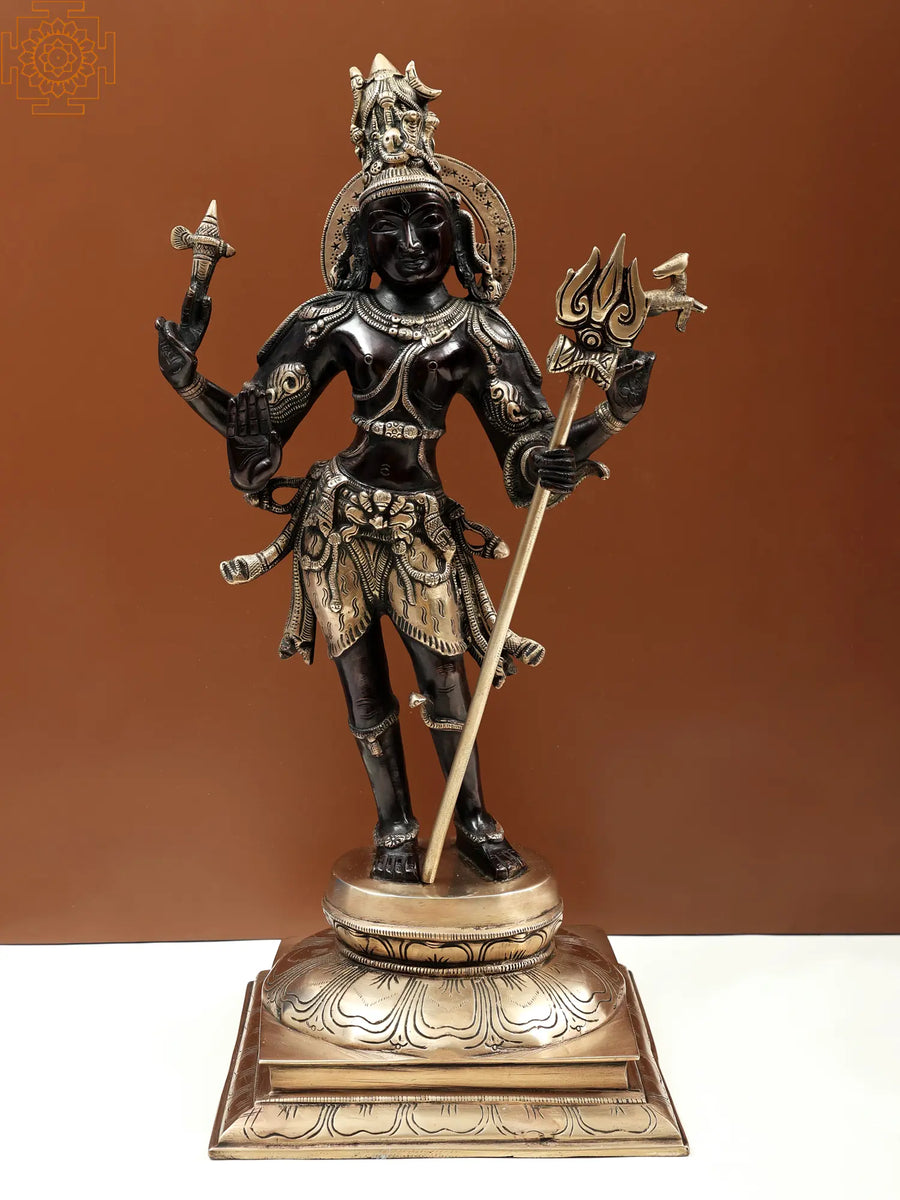 21" Lord Shiva Pashupatinath Handmade Brass Statue