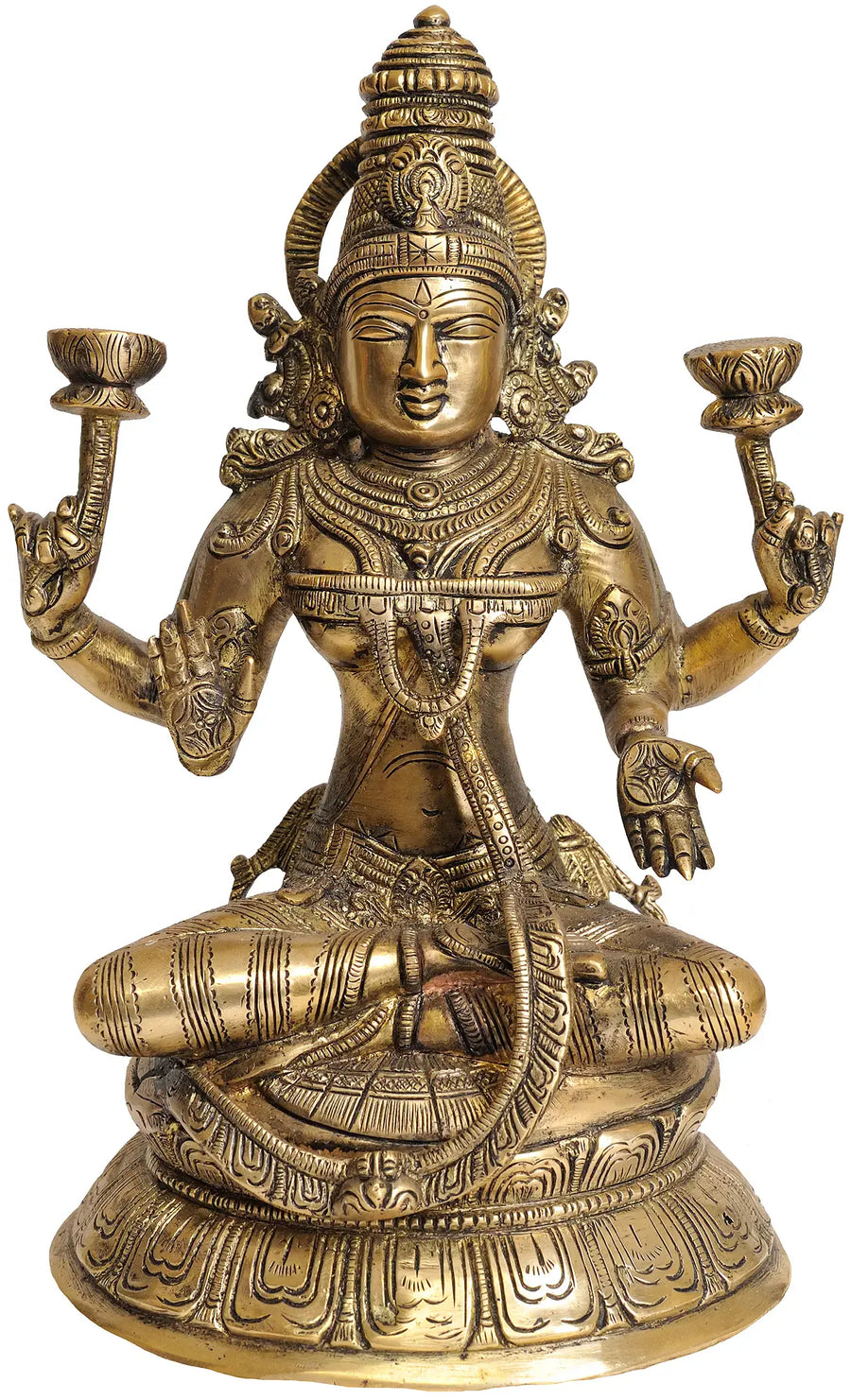 10" Handmade Goddess Lakshmi Brass Statue for Pooja