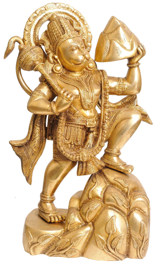 16" Handmade Brass Hanuman Statue for Home Pooja