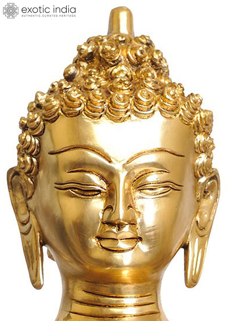 14" Tibetan Buddhist Deity Blessing Buddha with Beautifully Carved Robe In Brass | Handmade | Made In India