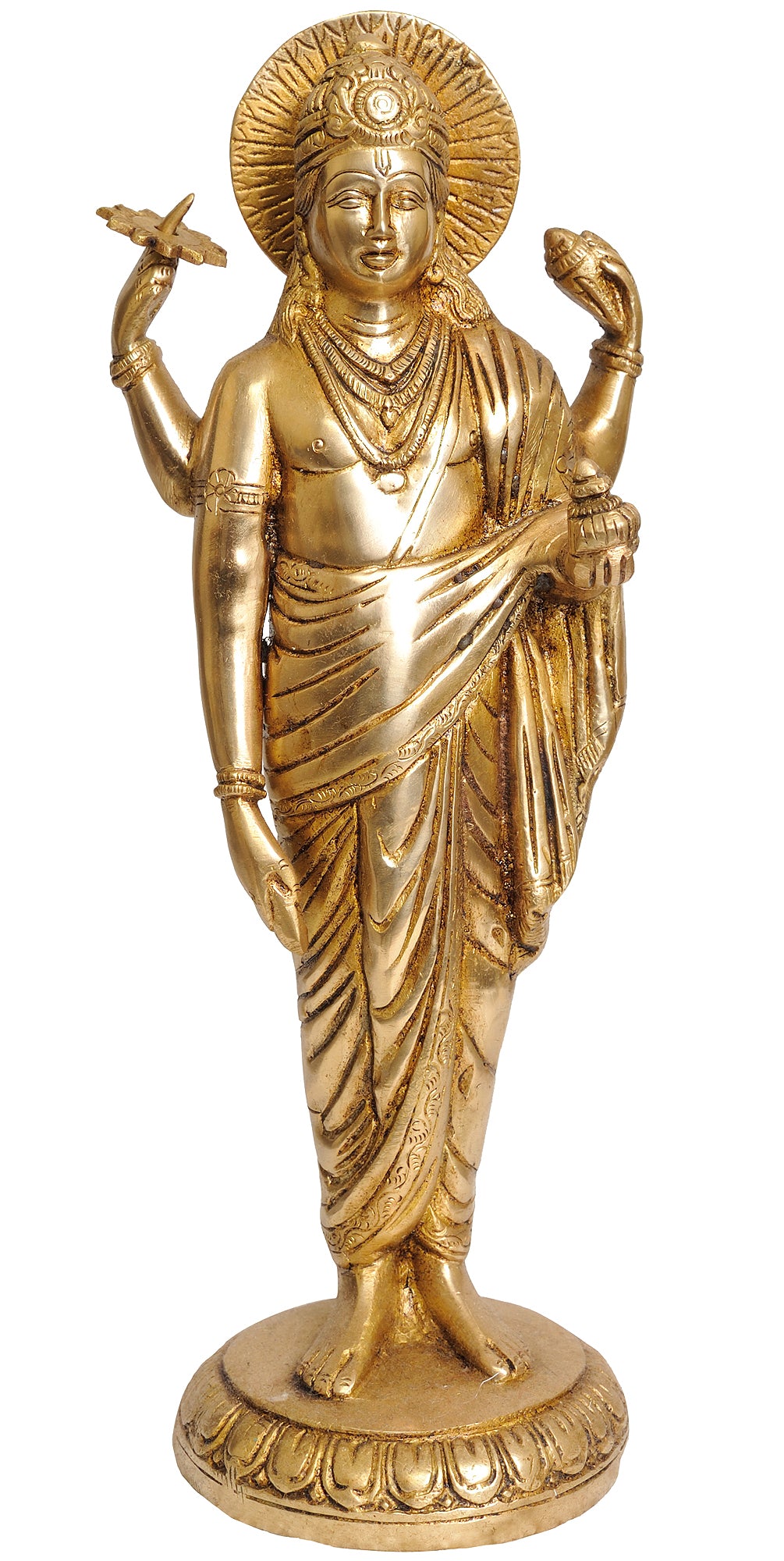 12" Dhanvantari Handmade Brass Idol for Pooja