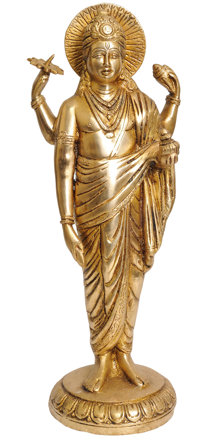 12" Dhanvantari Handmade Brass Idol for Pooja