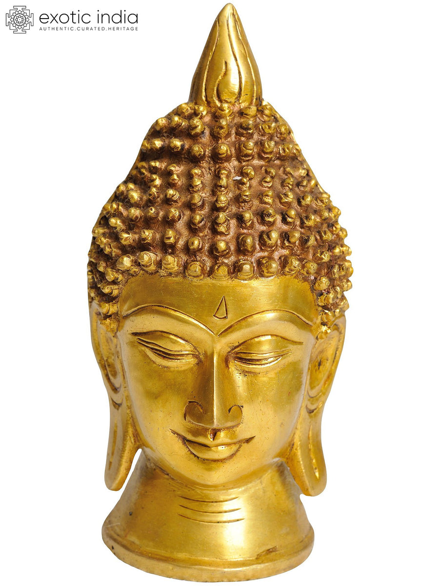 7" Lord Buddha Head Brass Statue Handmade