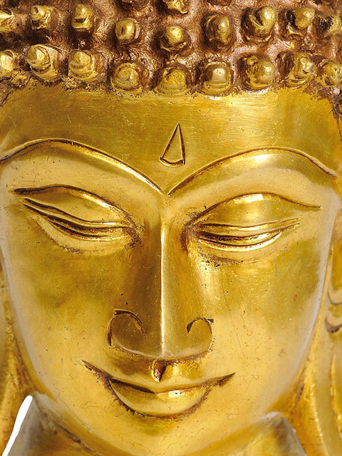 7" Lord Buddha Head In Brass | Handmade | Made In India
