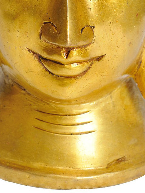 7" Lord Buddha Head In Brass | Handmade | Made In India