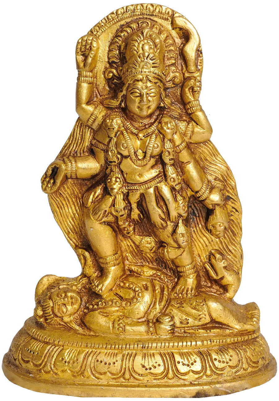 5" Goddess Kali Handmade Brass Idol for Pooja