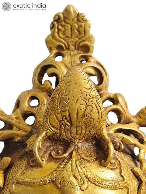 12" Tibetan Buddhist Goddess Tara Wall Hanging Mask in Brass | Handmade | Made in India
