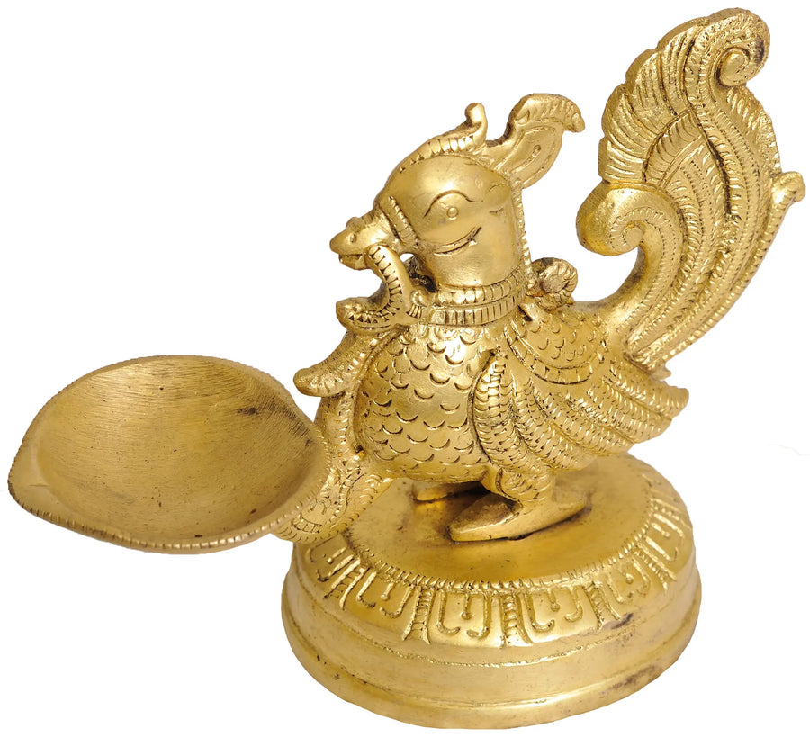 4" Brass Peacock Lamp Handmade Statue