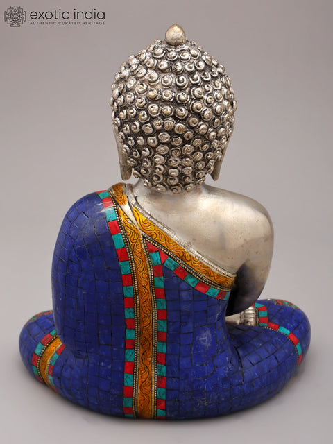 12" Inlay Statue of Dhyani Buddha In Brass | Handmade | Made In India