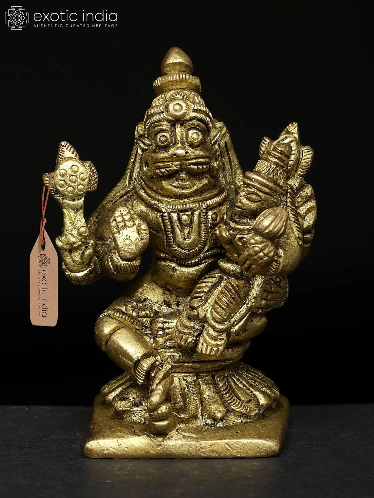 2" Lord Narasimha with His Shakti In Brass | Handmade | Made In India
