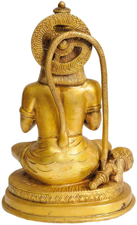 7" Brass Lord Hanuman Statue in Namaskar Mudra | Handmade | Made in India