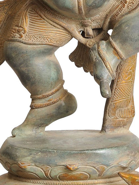 26" Large Size Ashtabhuja-dhari Yuddha Ganesha Brass Statue (Ganesha the Spiritual Warrior)