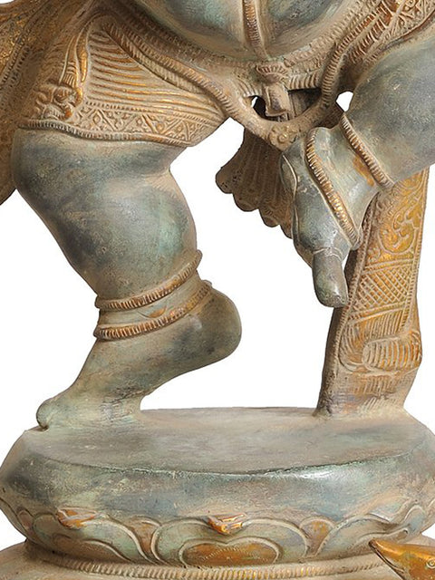 26" Large Ashtabhuja-dhari Yuddha Ganesha Brass Statue (Ganesha the Spiritual Warrior)