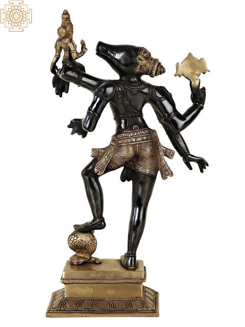 17" Varaha Avatara of Vishnu with Bhudevi (Boar Incarnation of Lord Vishnu) | Handmade Brass Statue