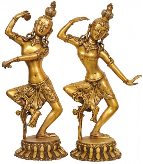 16" Dancing Shiva Parvati Handmade Brass Idol