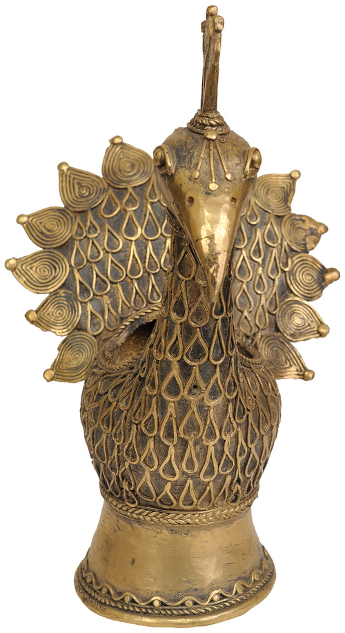 Brass Peacock Pen Stand Handmade Home Decor