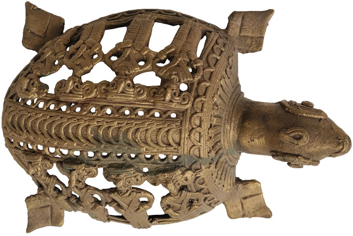 5" Tortoise with Human Figures In Brass | Handmade | Made In India