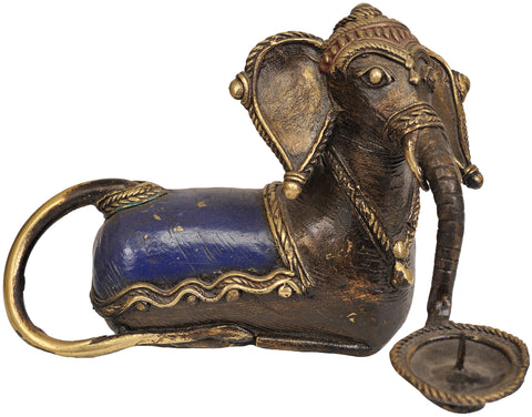 Elephant Candle Stand in Brass