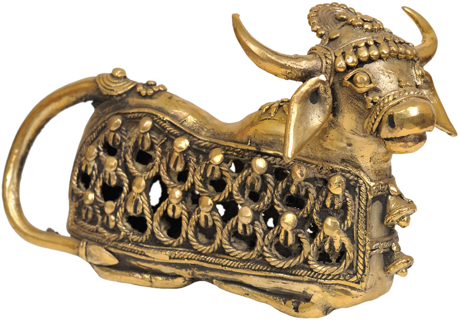 9" Nandi Tribal Brass Statue Handmade from Bastar