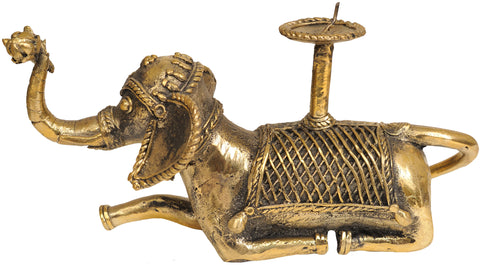 Tribal Elephant Figurine Candle Stand