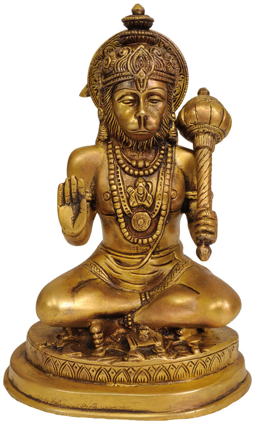 7" Lord Hanuman Brass Statue Handmade