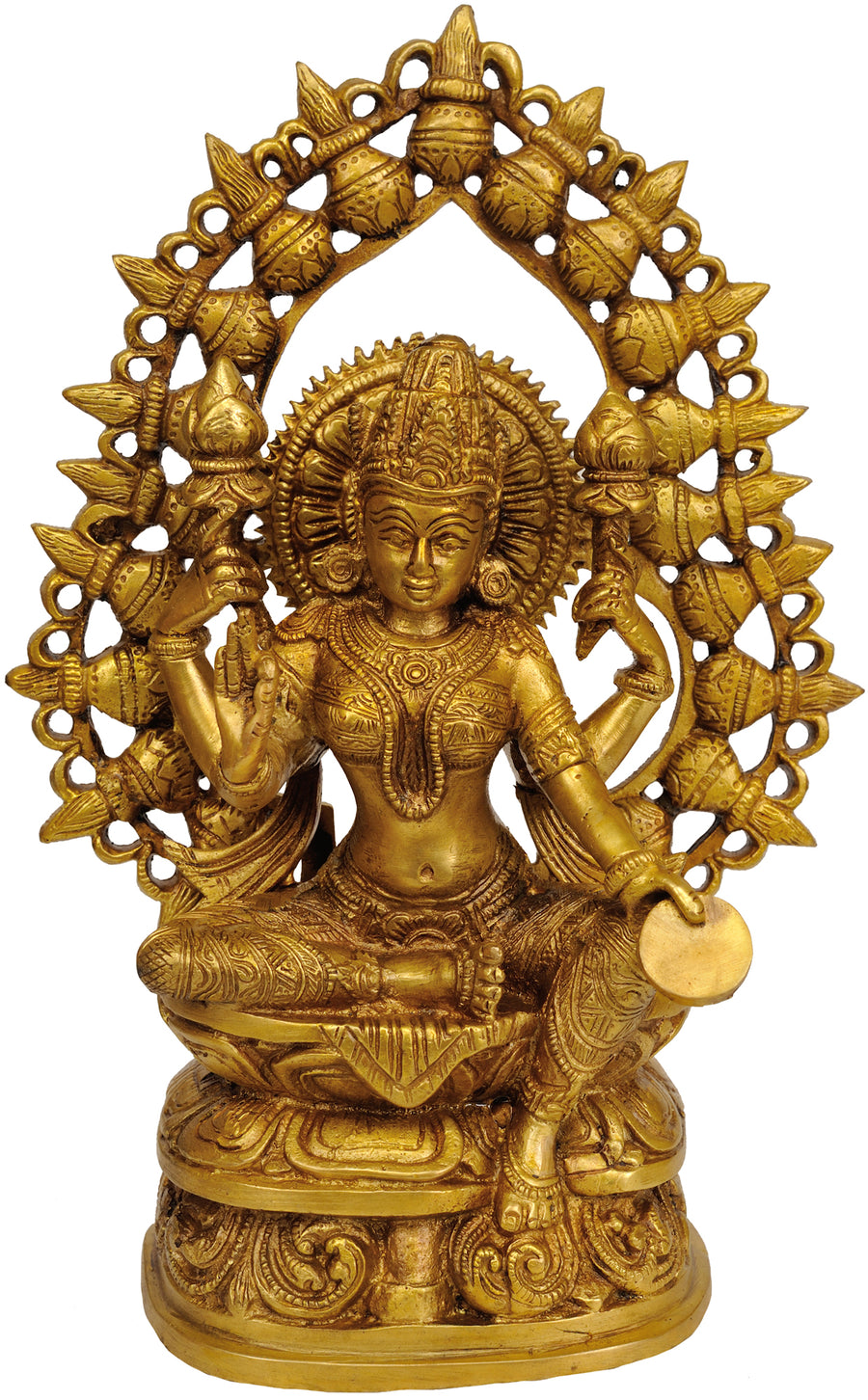 10" Lakshmi Brass Statue - Handmade Goddess of Prosperity