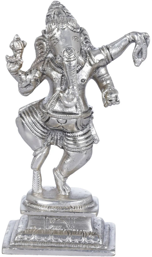 4" Dancing Ganesha Brass Sculpture Handmade