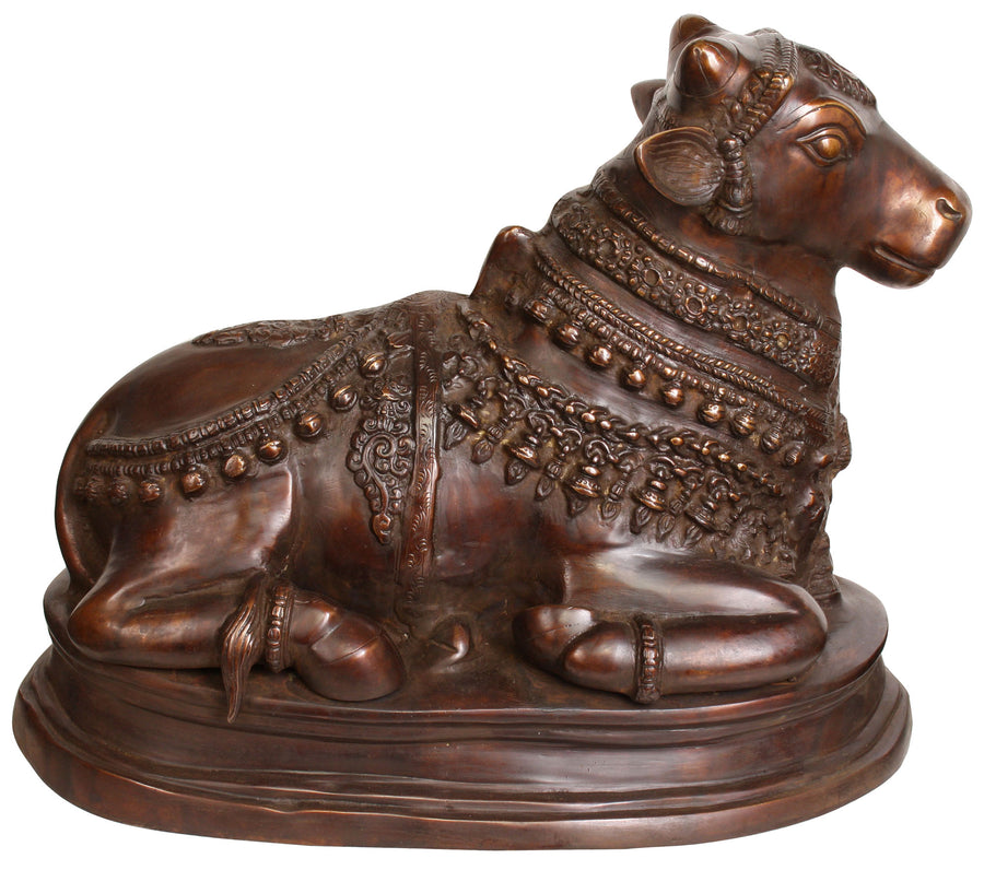 17" Nandi Brass Statue - Shiva's Sacred Vahana Handmade