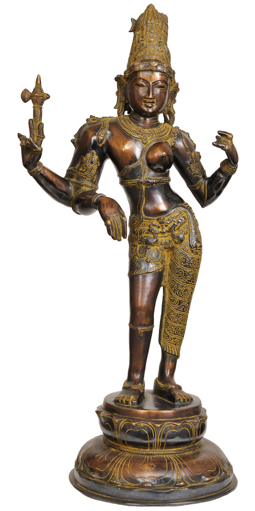 26" Ardhanarishvara Shiva-Shakti Brass Statue Handmade