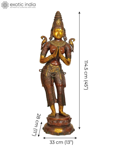 45" A Pair of Namaste Ladies in Welcome (Large Size) In Brass | Handmade | Made In India