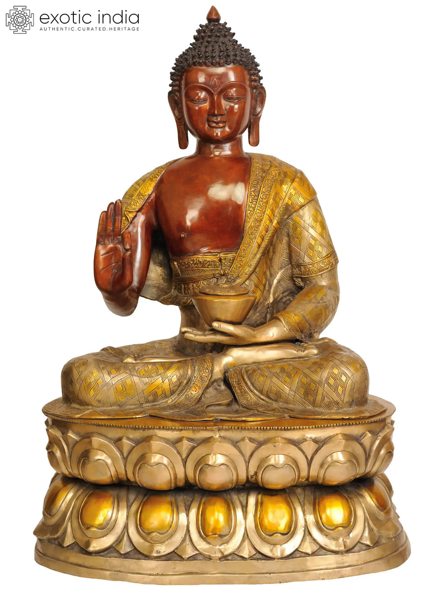 36" Gautam Buddha Preaching Dharma Handmade Brass Statue