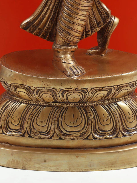 36" Lady with a Mirror in Brass | Handmade Artisan Crafted Idol