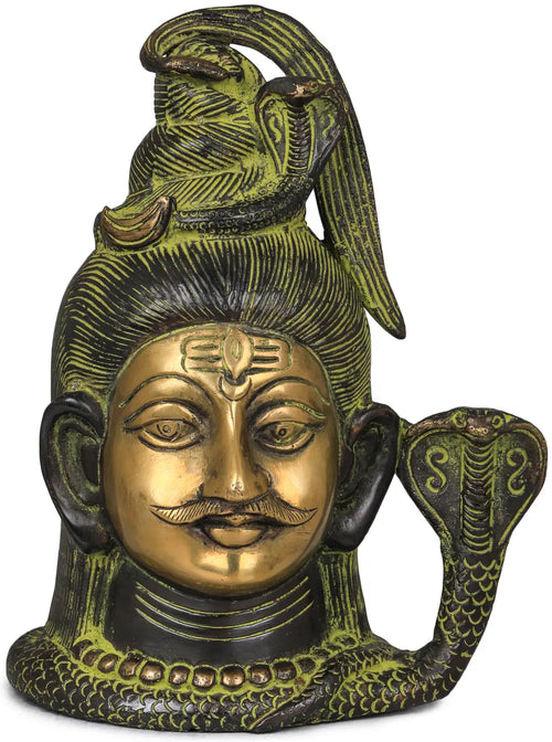 7" Handmade Brass Lord Shiva Head Sculpture