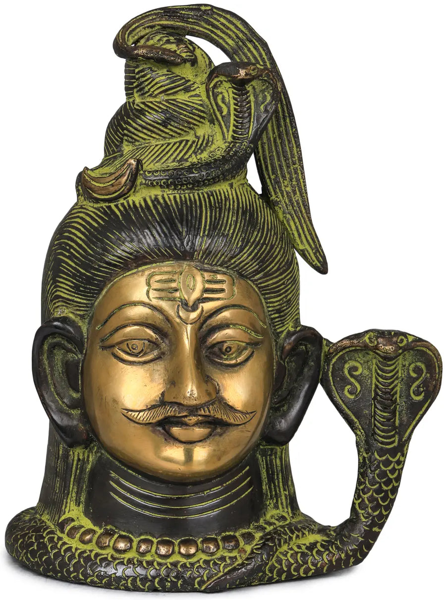 7" Handmade Brass Lord Shiva Head Sculpture