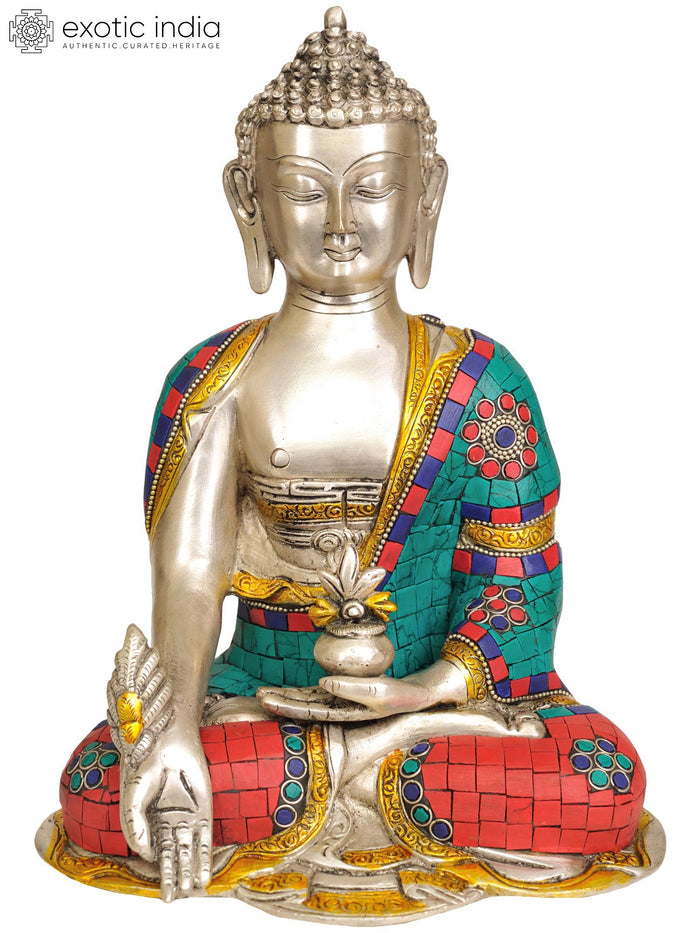 10" Medicine Buddha Tibetan Brass Statue Handmade