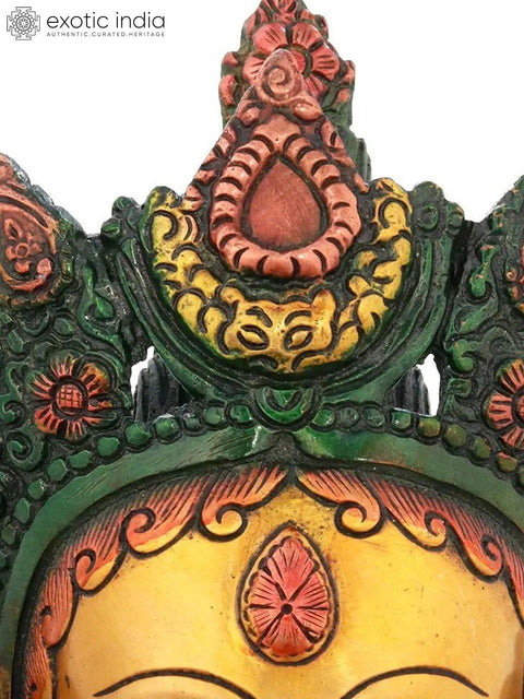 7" Goddess Tara Wall Hanging Mask in Brass | Handmade | Made in India