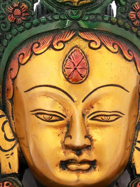 7" Goddess Tara Wall Hanging Mask in Brass | Handmade | Made in India