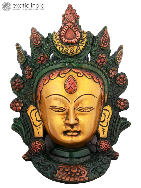 7" Goddess Tara Wall Hanging Mask in Brass | Handmade | Made in India