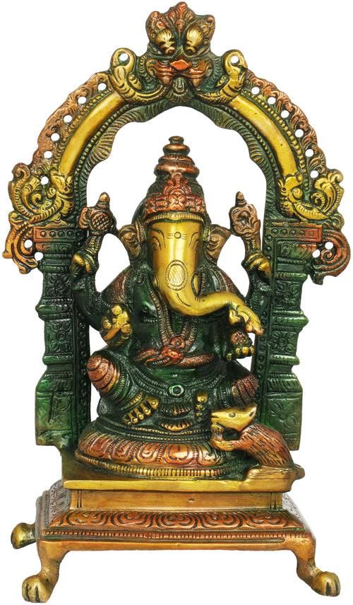 8" Handmade Ganesha Temple Brass Sculpture for Home Pooja