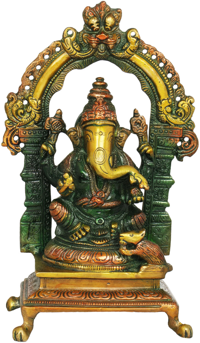 8" Handmade Ganesha Temple Brass Sculpture for Home Pooja