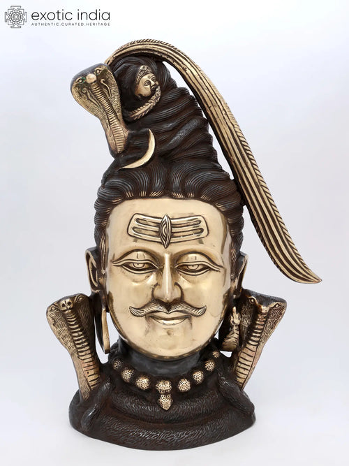 22" Lord Shiva Head Brass Statue Handmade