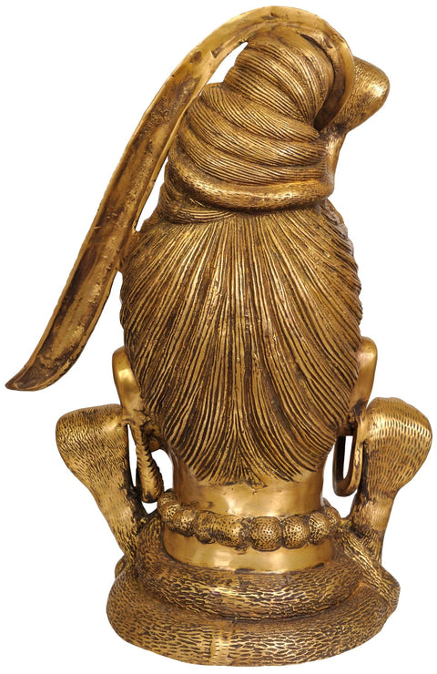 22" Lord Shiva Head In Brass | Handmade | Made In India